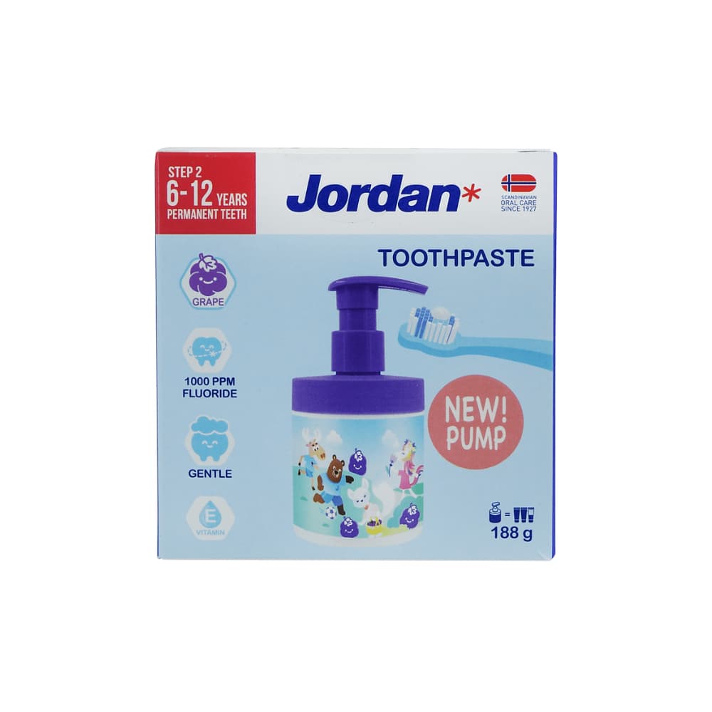 Jordan Pasta Gigi Anak Step 2 Anggur Botol Pump 188 gr – 1