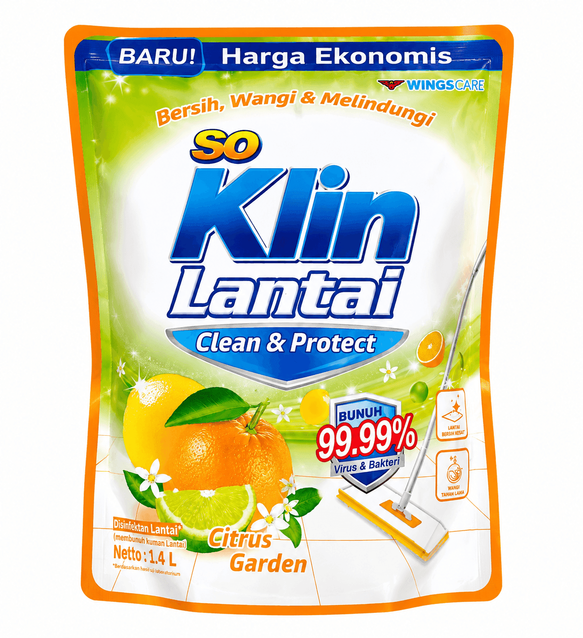 Soklin Lantai Clean & Protect Citrus Garden Refill 1,4 L – 1