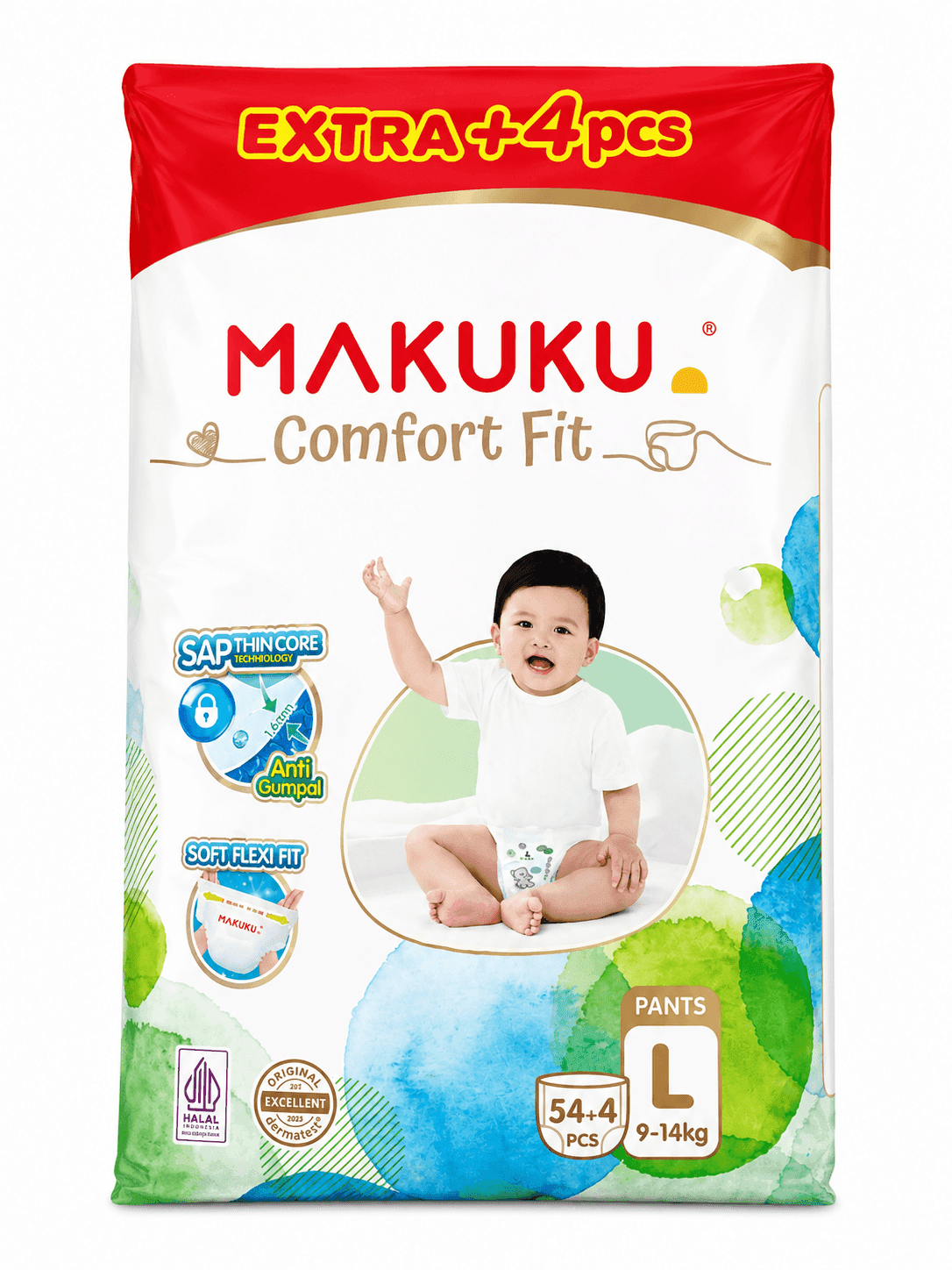 Makuku Diapers Celana Comfort Fit L isi 54 + 4 Pcs – 1