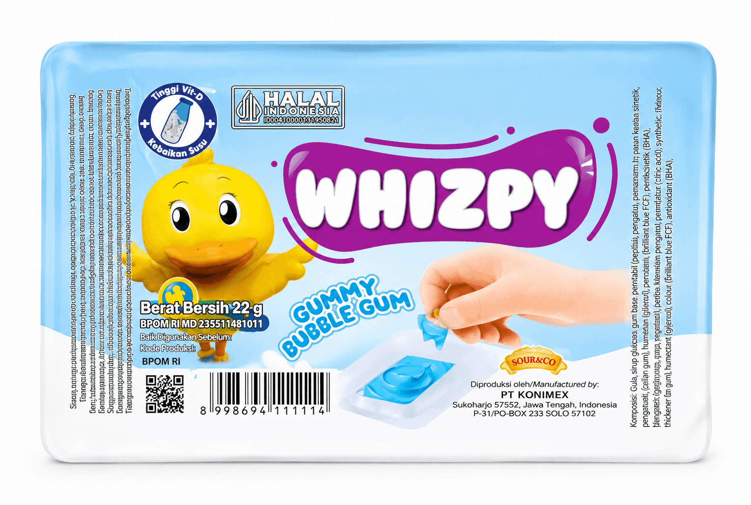 Tini Wini Biti Whizpy Juice Bubble Gum 22 gr – 1