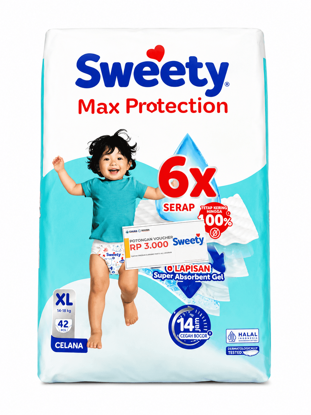 Sweety Silver Popok Celana XL 42 pcs – 1