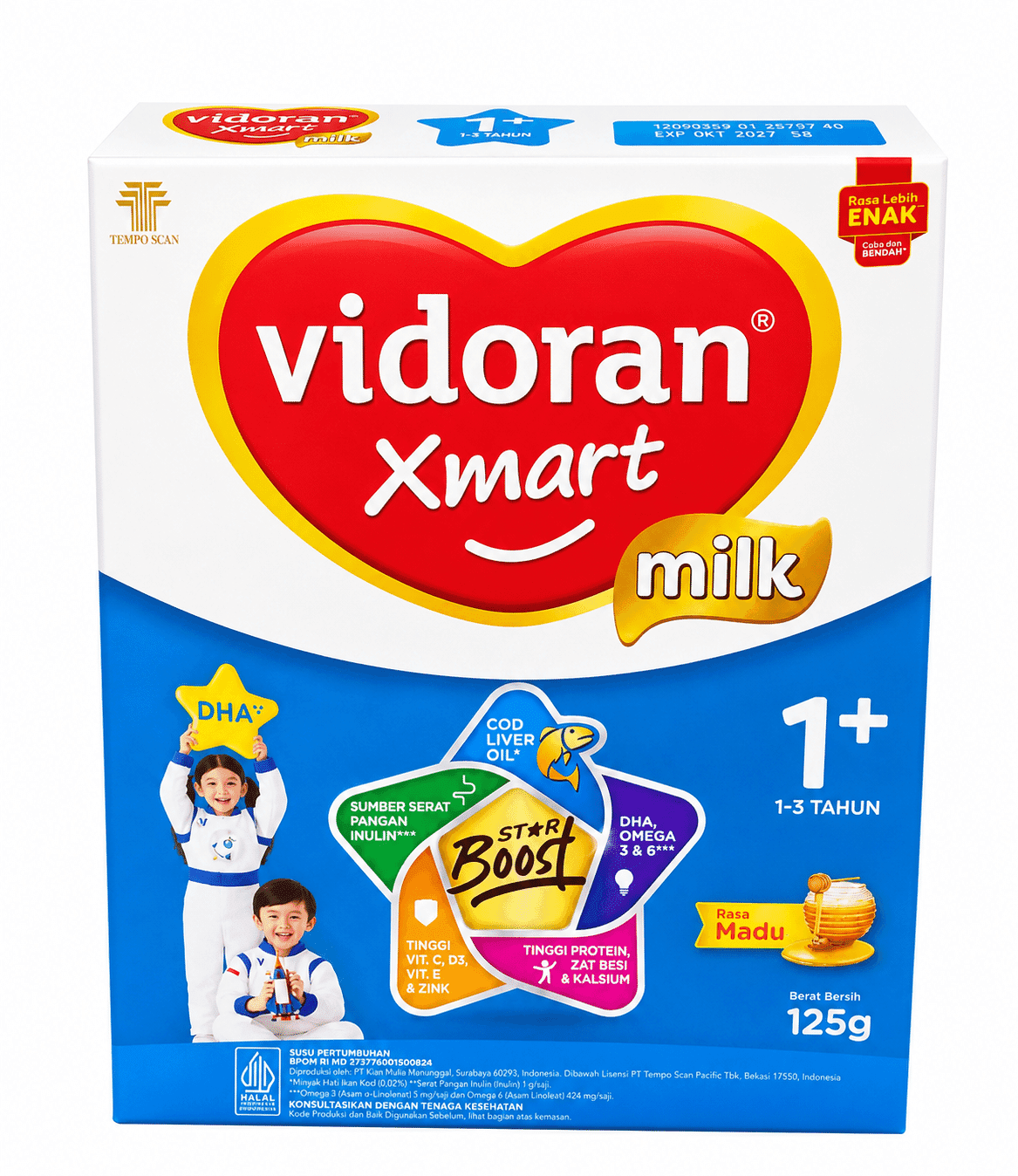 Vidoran Xmart Milk Nutriplex Tahap 1+ Madu 125 gram – 1