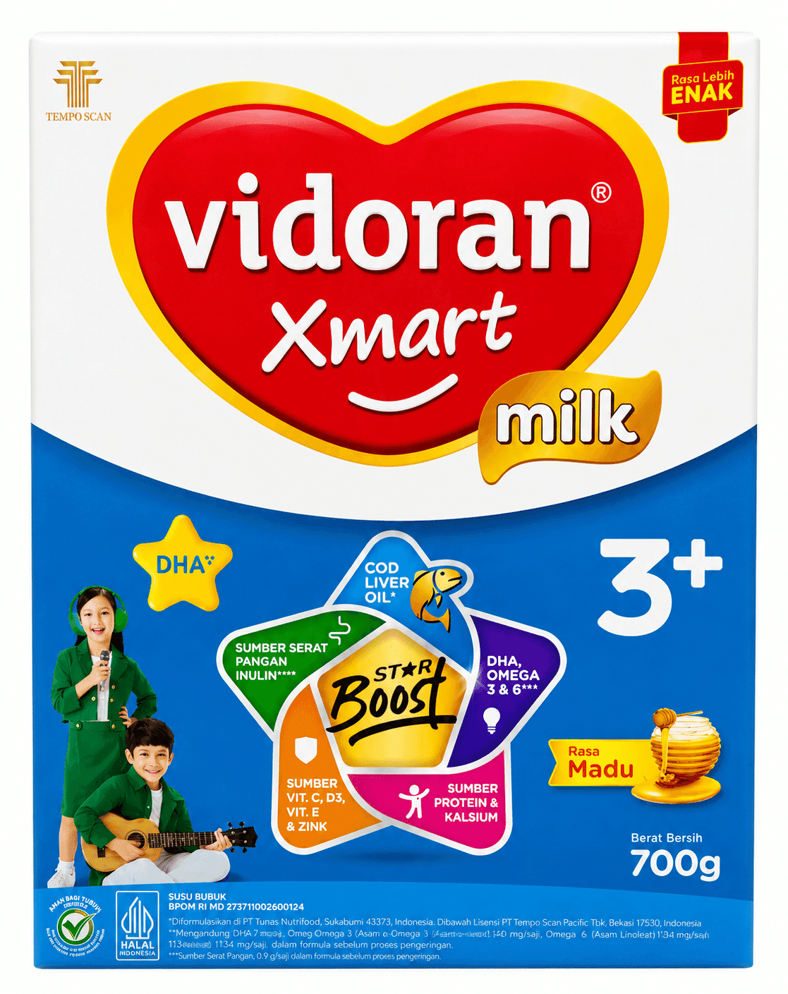 Vidoran Xmart Milk Nutriplex Tahap 3+ Madu 700 gram – 1