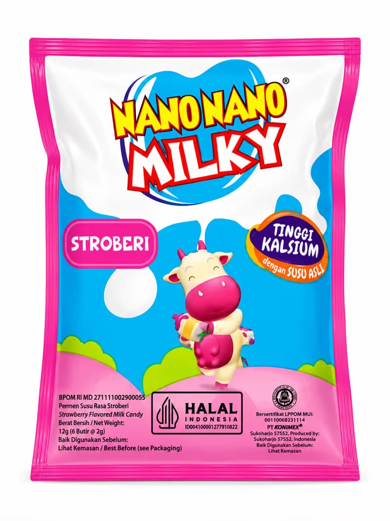 Nano Nano Milky Stroberi Sachet 12 gr – 1