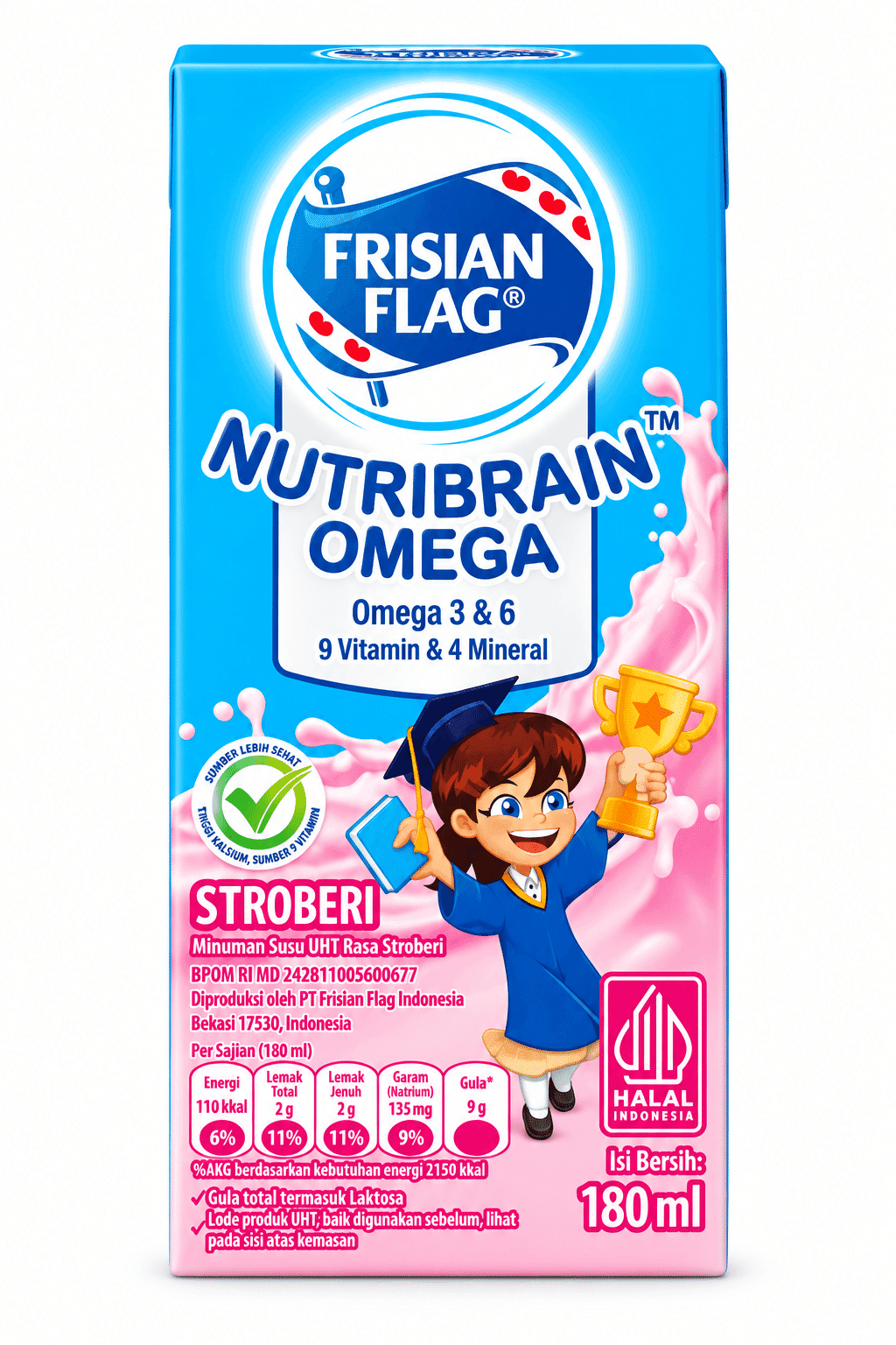 Frisian Flag Susu Uht Strawberry 180 ml – 1