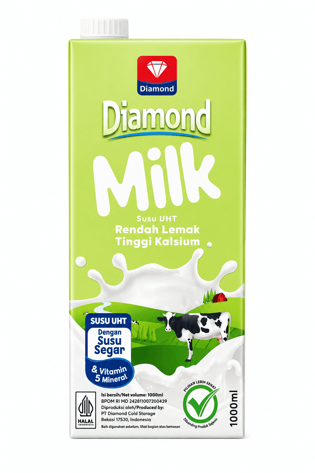 Diamond Susu UHT Low Fat Tinggi Kalsium 1000 ml – 1