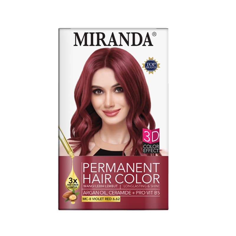 Miranda Permanent Hair Color MC-8 Violet Red 30 ml +10 ml x 2 Pcs – 1