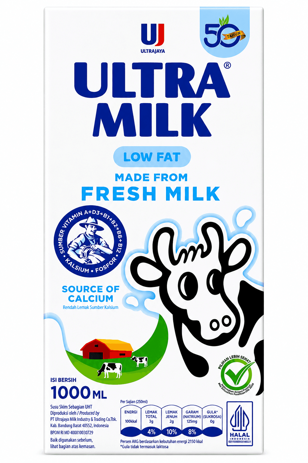 Ultra Susu Low Fat Plain 1 L – 1