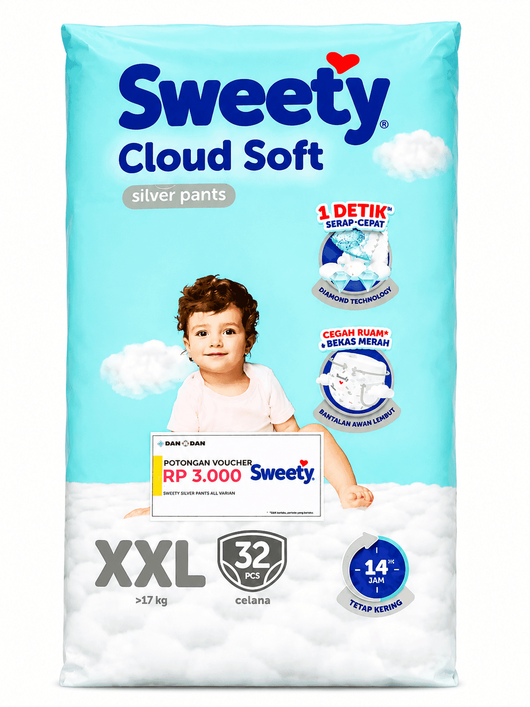 Sweety Silver Popok Celana Xxl Isi 32 pcs – 1