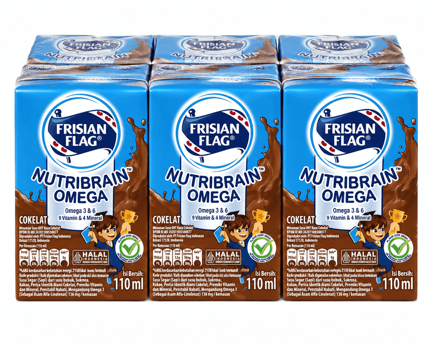 Frisian Flag Nutribrain Omega Susu UHT Rasa Cokelat 110 ml x 6 pcs – 1