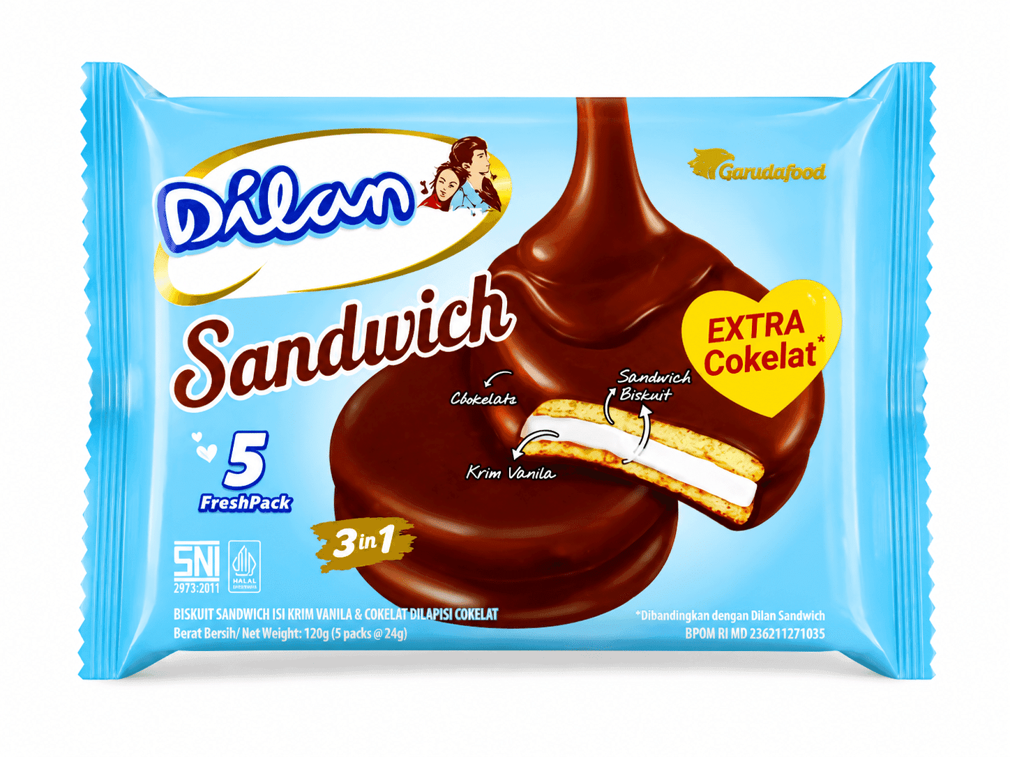 Dilan Sandwich Extra Cokelat 3in1 80 gr – 1