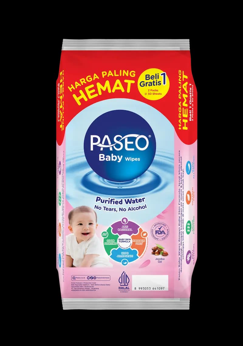 Paseo Baby Wipes Gzt Pink 2 x 50 lembar – 1