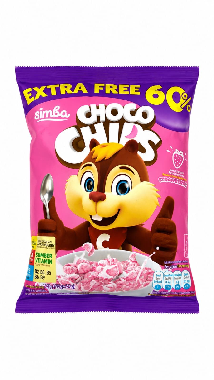 Simba Choco Chips Stroberi Kantong 45 + 27 gr – 1