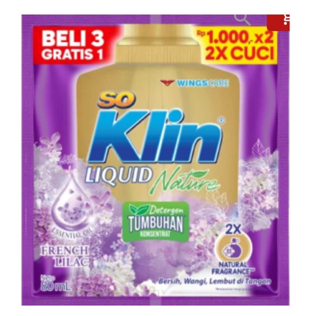 Soklin Deterjen Cair Lilac Saset Ganda 3 pcs + 1 pcs x 80 ml – 1