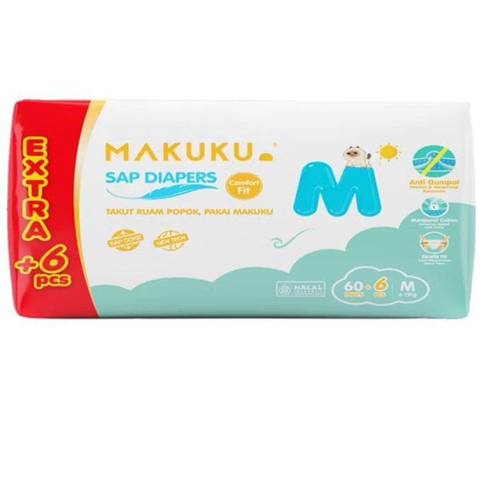 Makuku Air Diapers Celana Comfort Fit M isi 60 pcs + 6 pcs – 1
