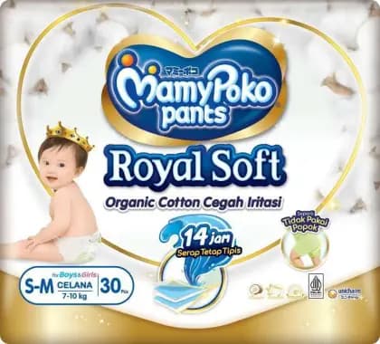 Mamy Poko Baby Diapers Royal Soft S-M Isi 30 pcs – 1