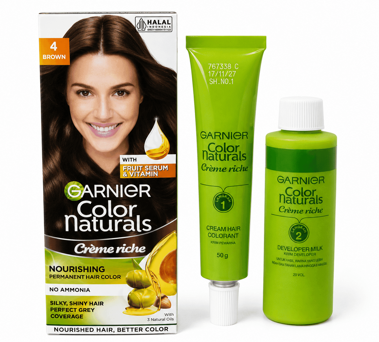 Garnier Color Naturals Hair Color 4 Brown 150 ml + 50 gr + 5 ml – 1