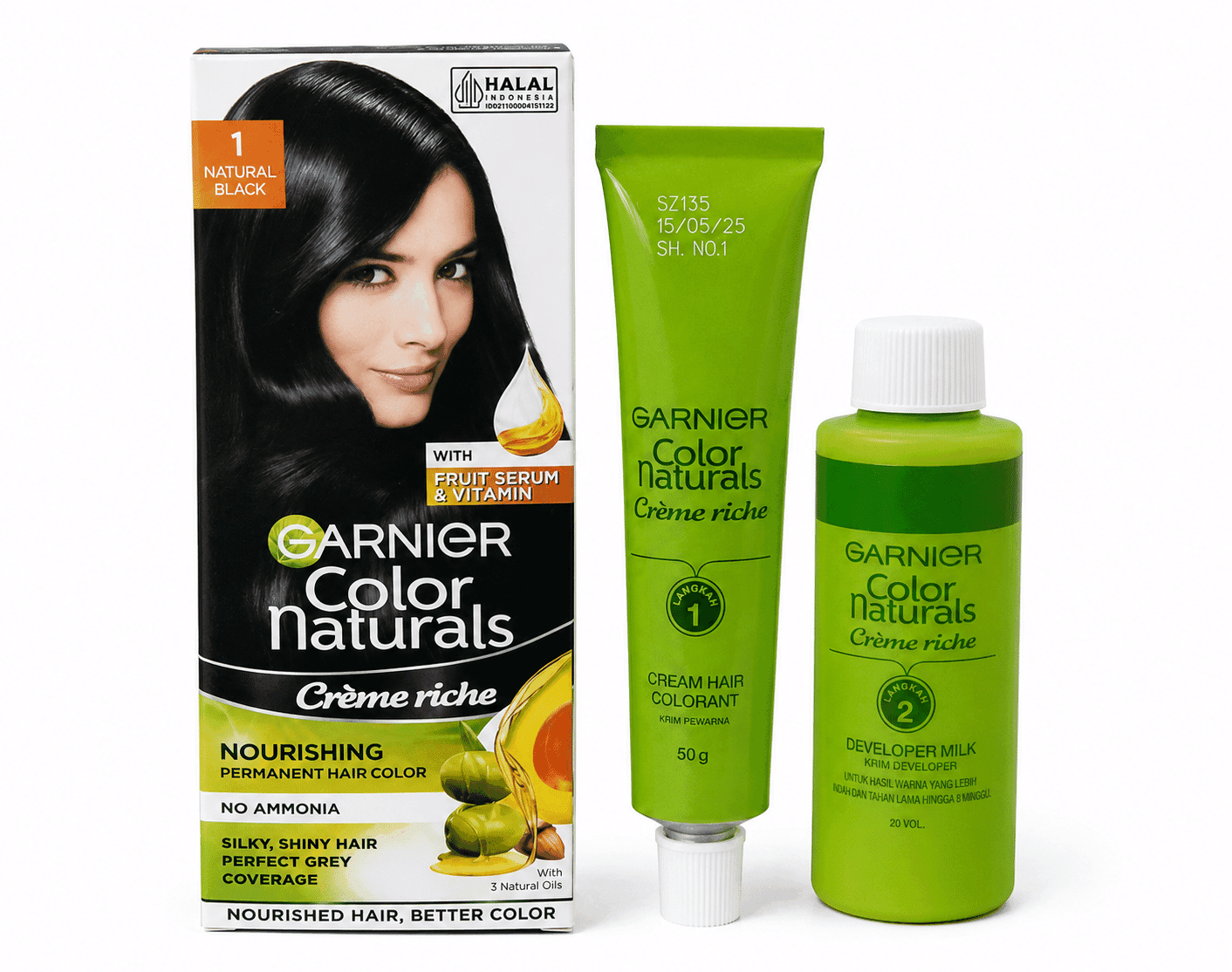 Garnier Color Naturals Hair Color 1 Natural Black 50 ml + 50 gr + 5 ml – 1