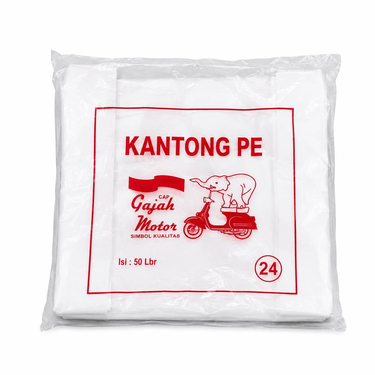 Cap Gajah Motor Kantong Plastik Bening 24 Cm Isi 50 Pcs – 1
