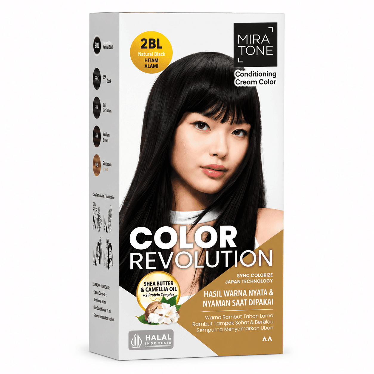 Miratone Conditioning Cream Color Natural Balck 2BL 40 gr + 60 ml +15 ml – 1