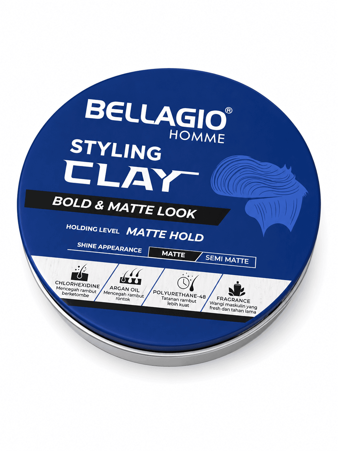 Bellagio Pomade Styling Clay Hitam 90 gr – 1