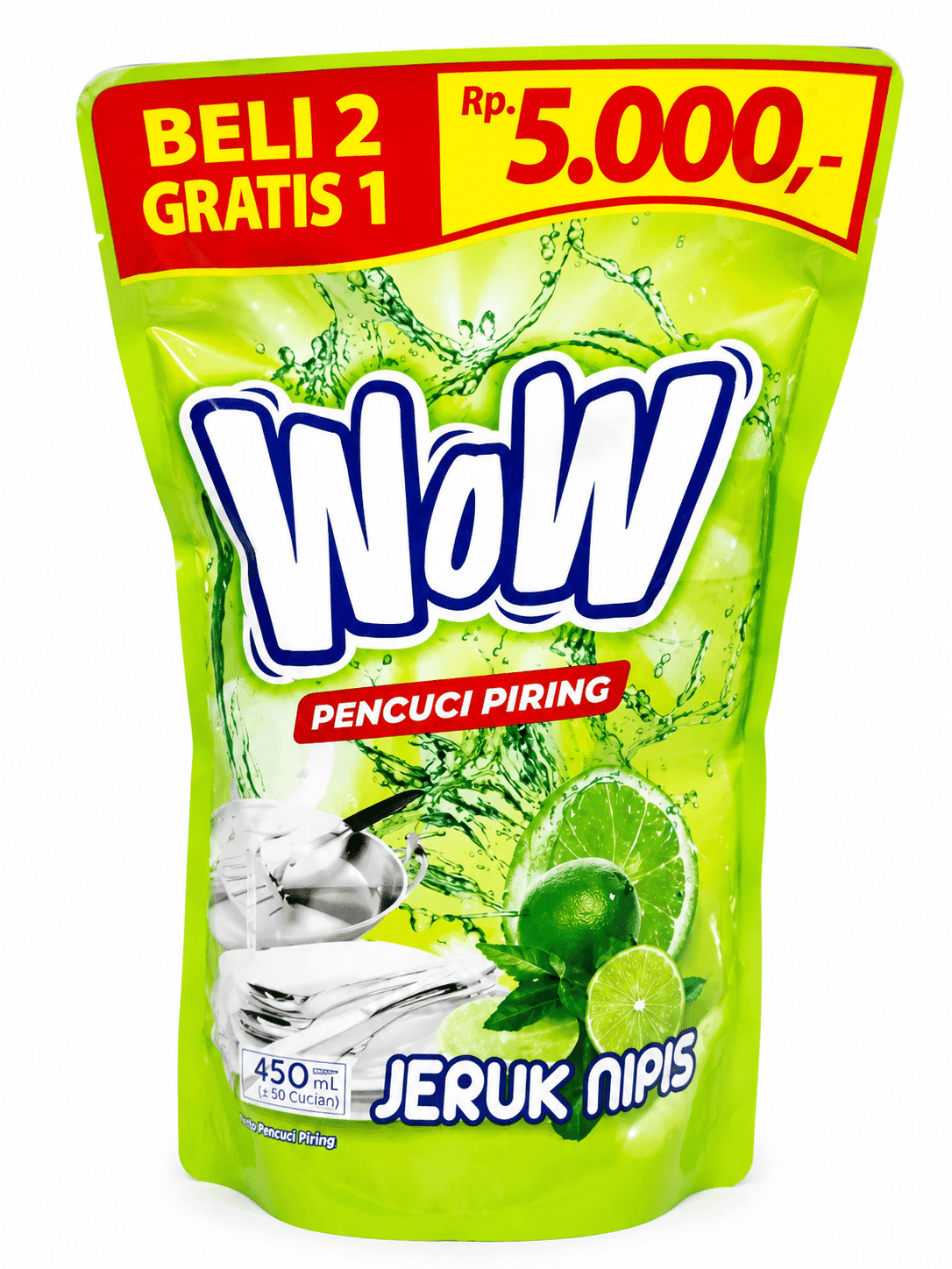 Wow Pencuci Piring Jeruk Nipis Pouch 220 ml – 1