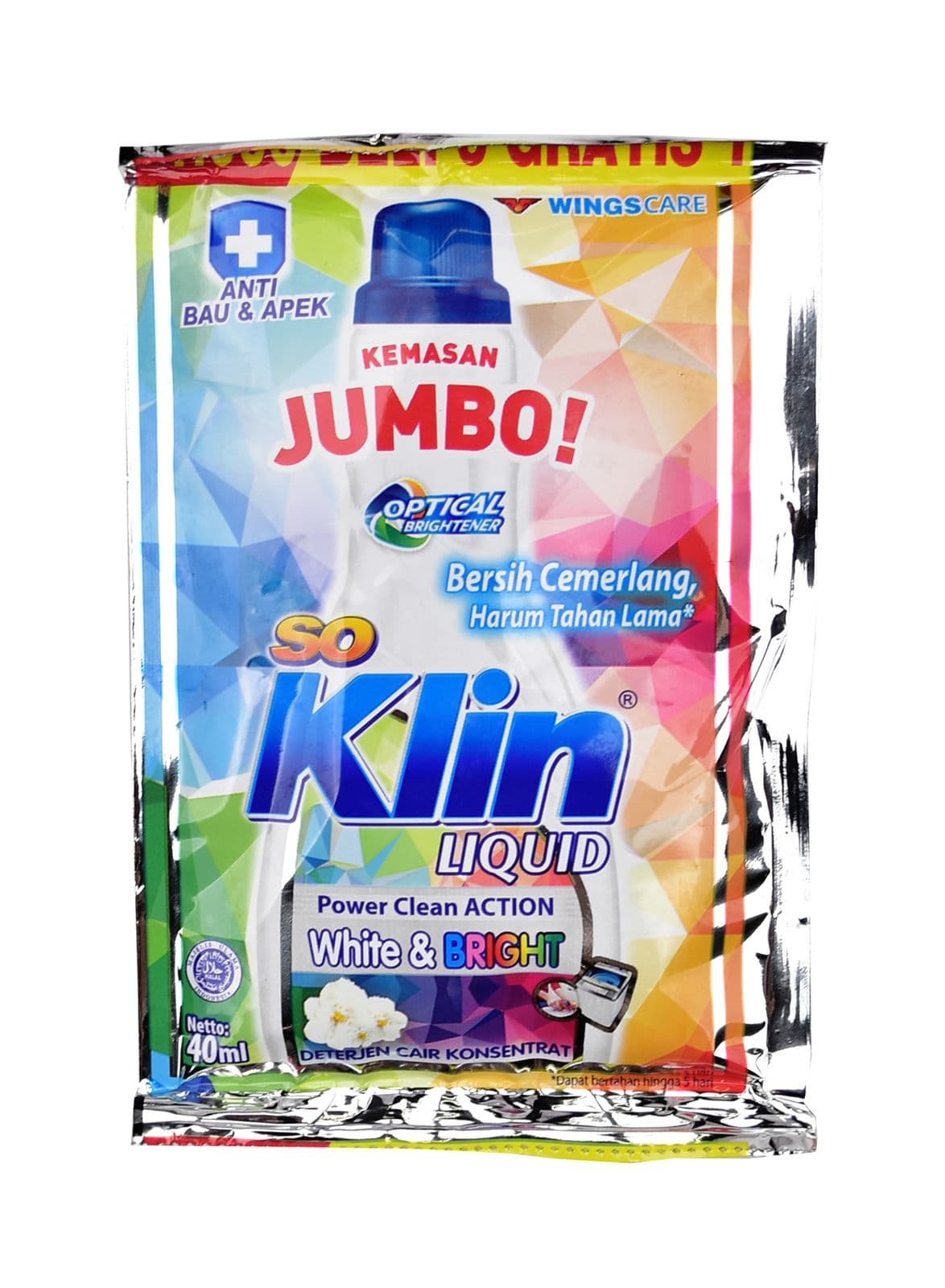 Soklin Deterjen Cair Putih Cemerlang Jumbo Sachet 6 x 40 ml – 1