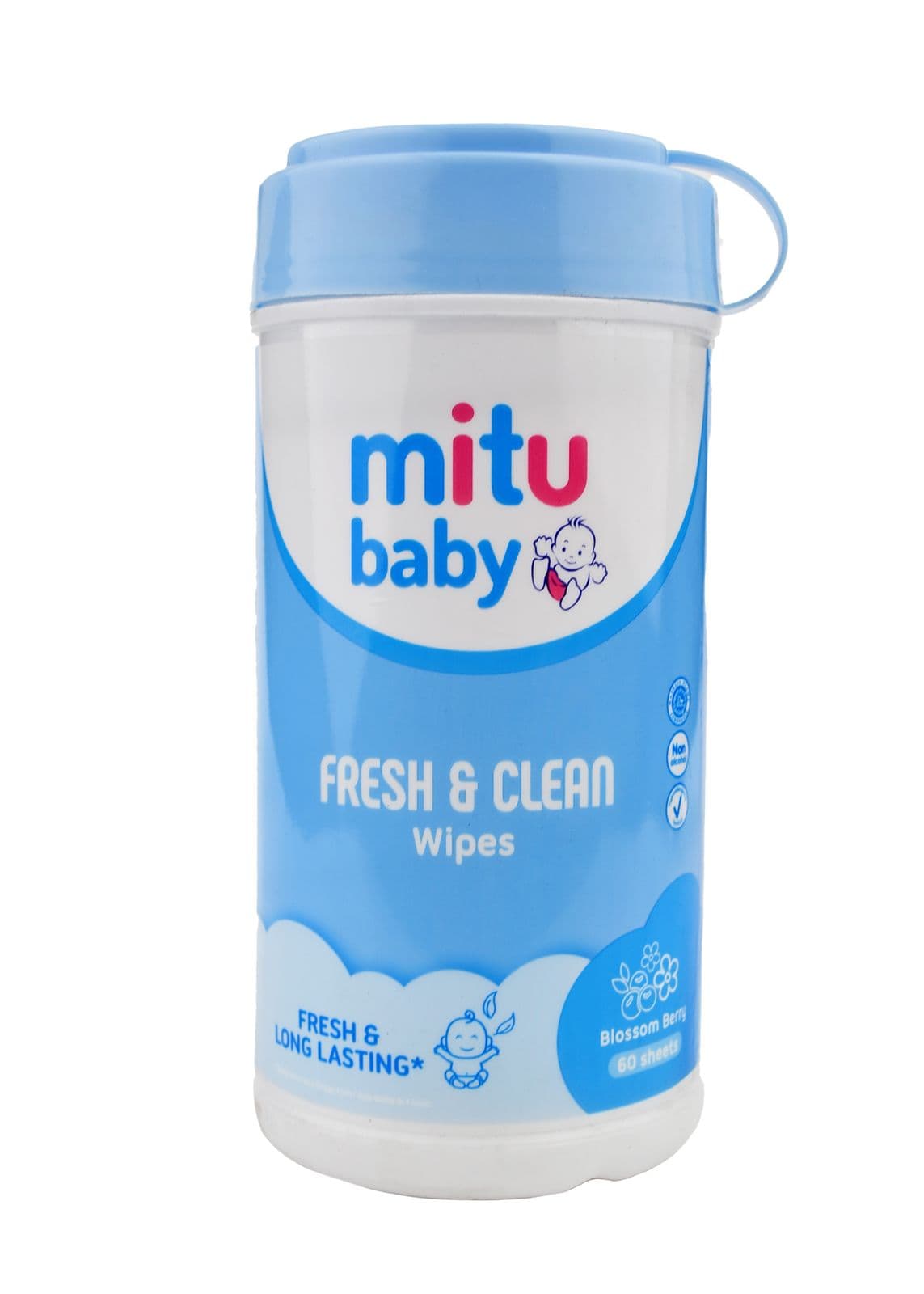 Mitu Baby Tisu Basah Blossom Berry Botol Biru 60 sheets – 1