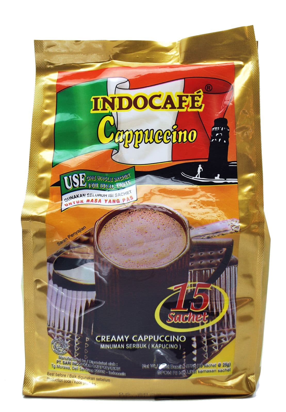 Indocafe Kopi Kapucino 15 Sachet x 25 gr – 1