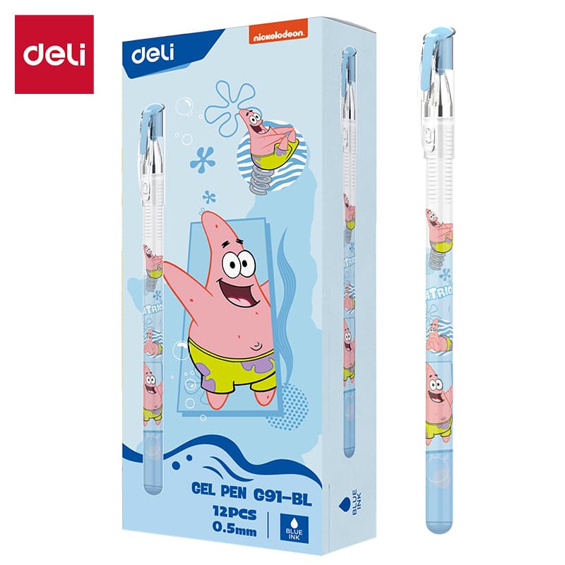 Deli Pulpen Gel Spongebob EG91-BL Warna Biru 0,55 mm – 1