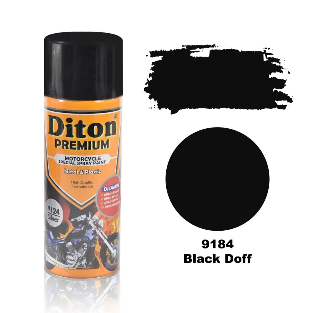 Diton Premium Motorcyle Spray Paint 9184  Black Doff 400 ml – 1