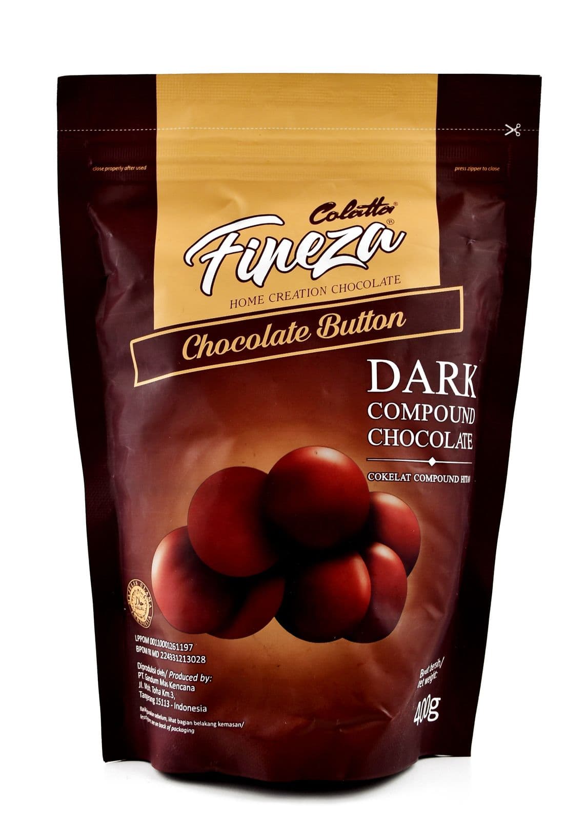 Colatta Fineza Dark Compound Cokelat Button 400 gr – 1