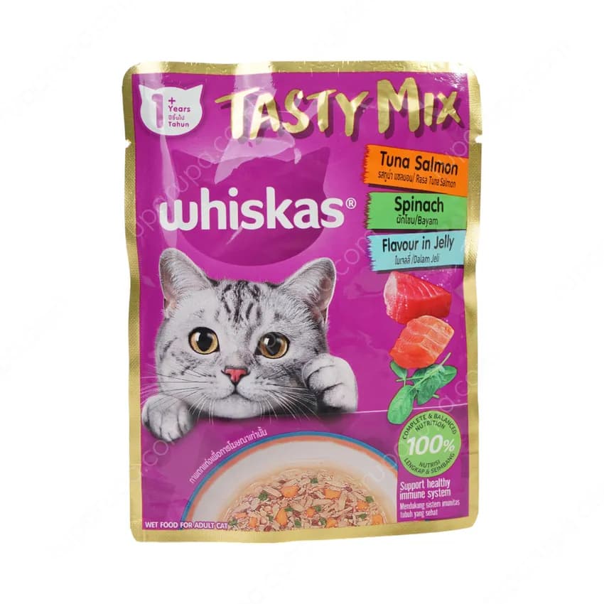 Whiskas Tasty Mix Ayam Salmon 70 gr – 1