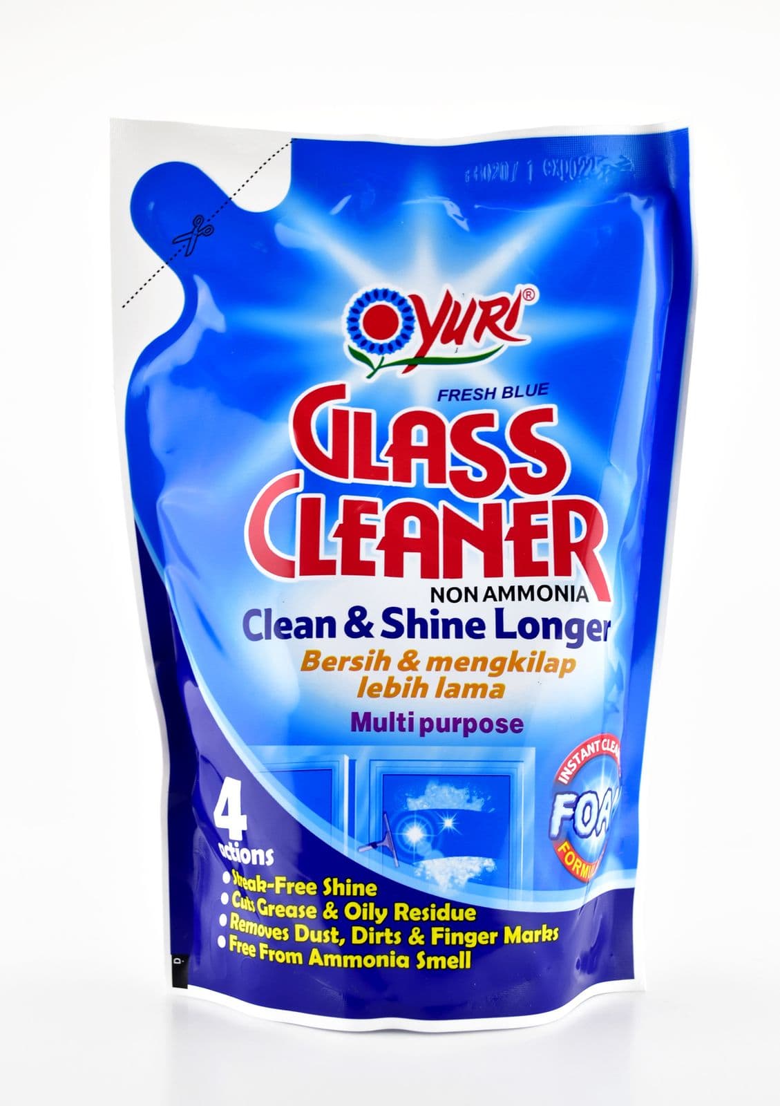Yuri Pembersih Kaca Fresh Blue Pouch 410 ml – 1