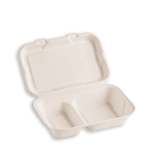 Bagasse Kotak Makan 9x6 inci 2 Sekat – 1